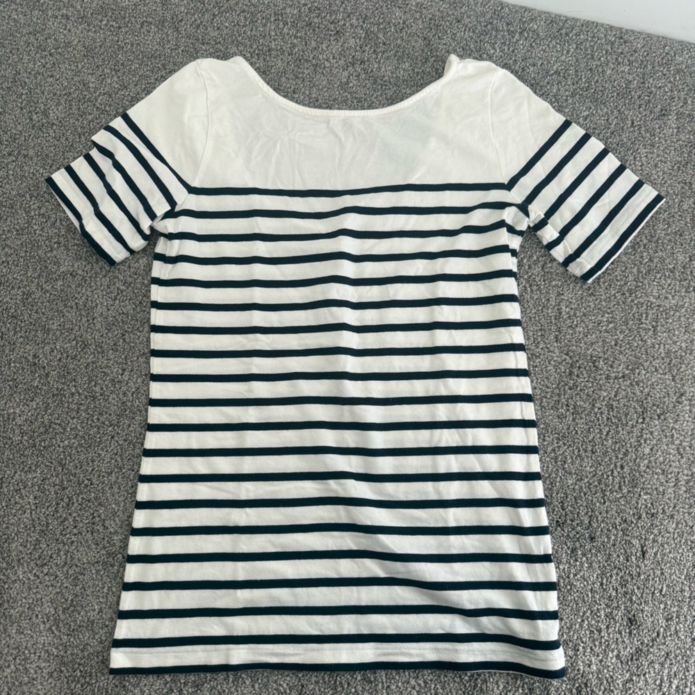 Joe Fresh White and Black Striped Short Sleeve Tee